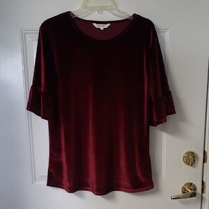 Elegant Burgundy Velvet Top, size medium.